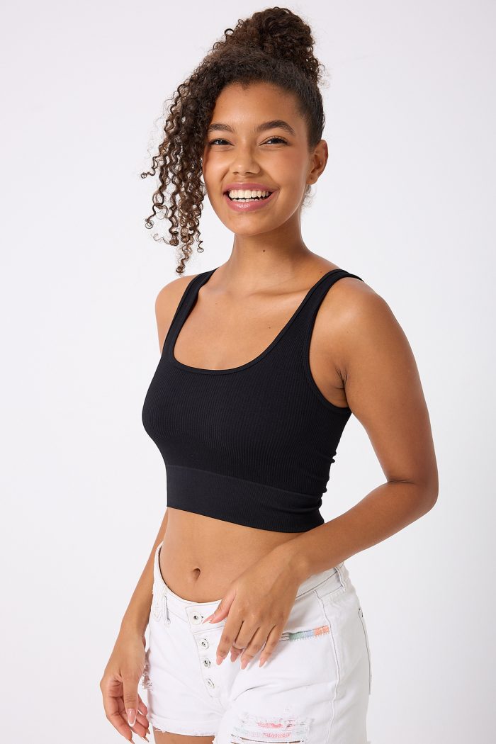 Kalın Askılı Spor Crop Spor Büstiyeri