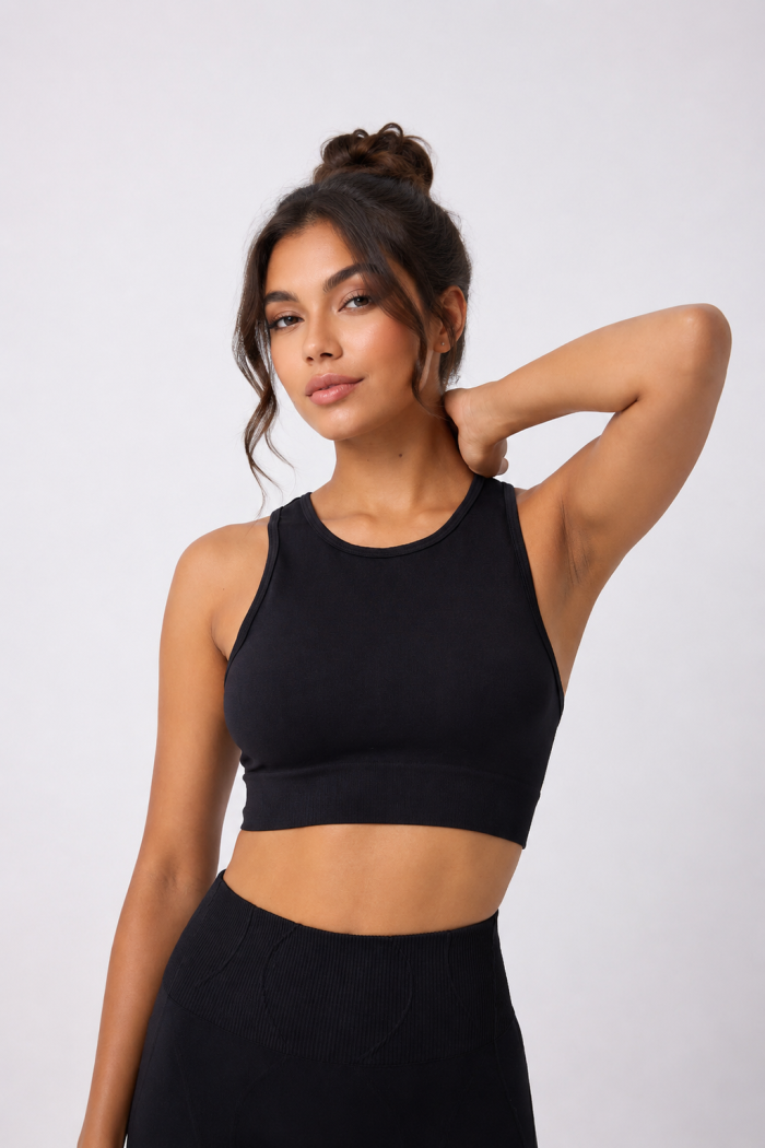 Sırtı Çapraz İpli Crop Spor Büstiyer